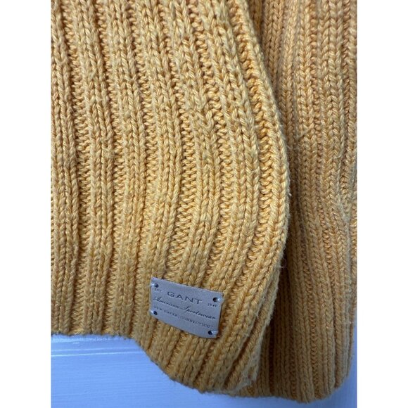 GANT Mustard Yellow Cable Knit High Neck Sweater Size Small 100% Cotton - Picture 3 of 9